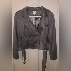 Grey Suede Biker Jacket